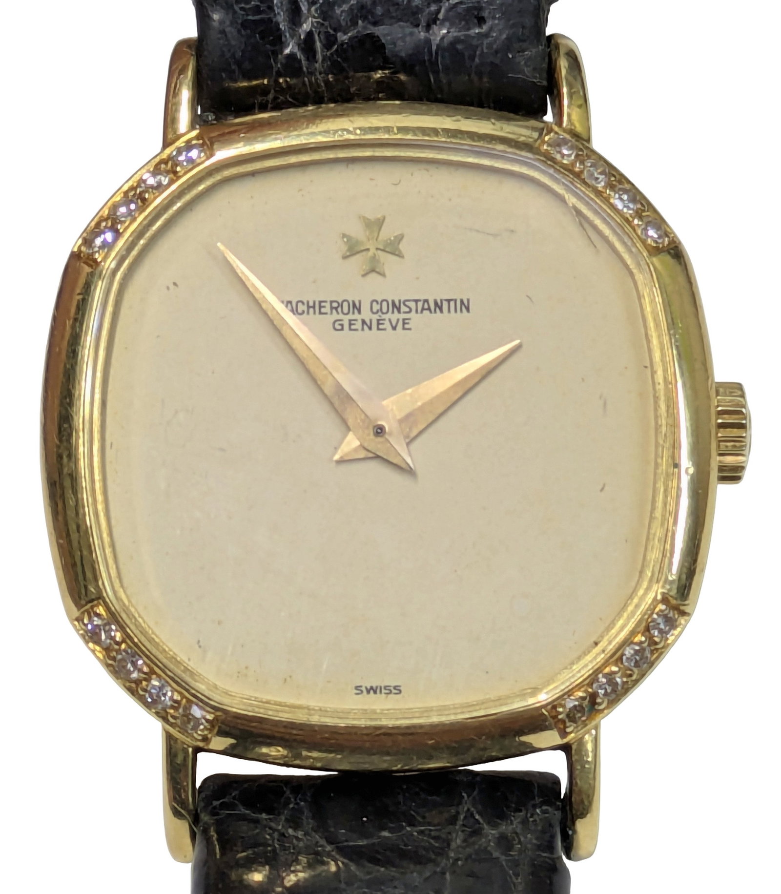 Factory Diamond Mechanical Ladies Octagonal Vacheron Constatin w/ 18K Gold Buckle (1 of 9)