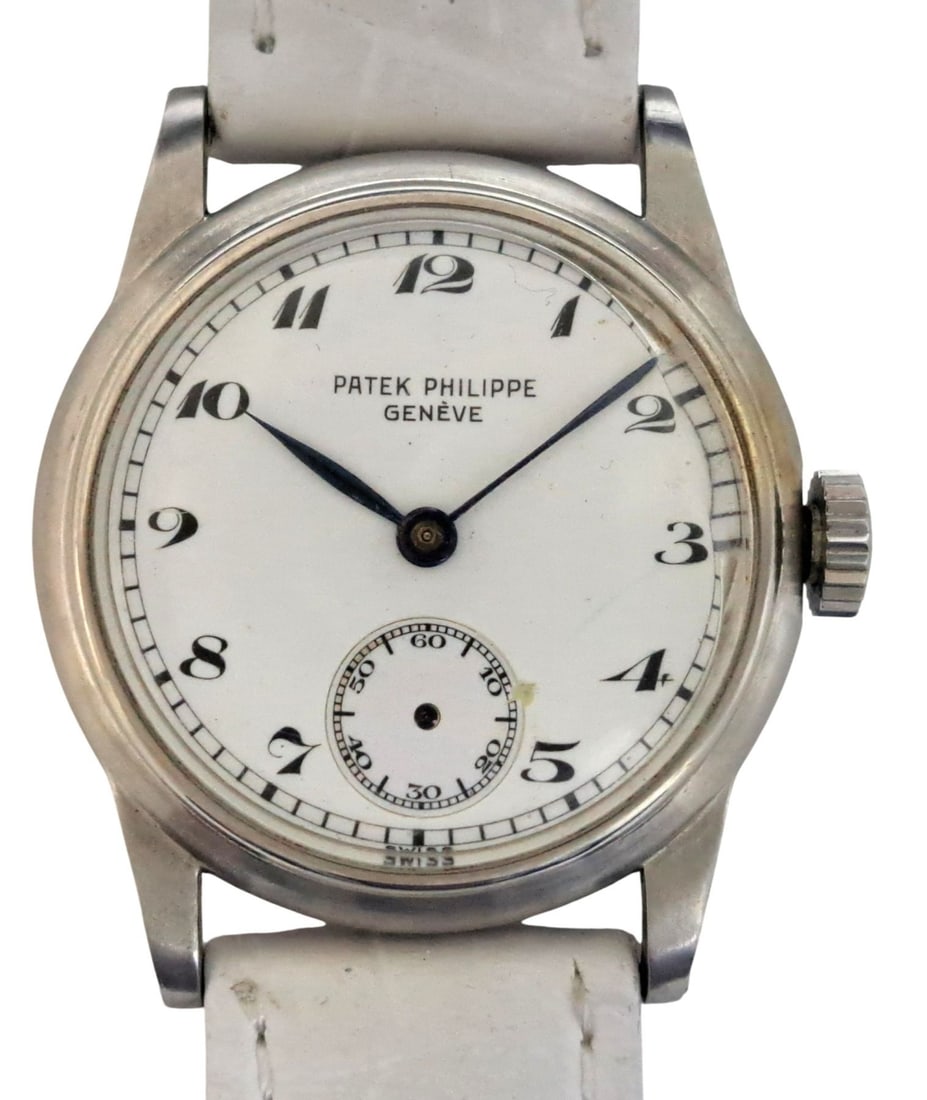 Circa 1943 Oversize Patek Philippe Stainless Steel Unusual Calatrava (1 of 8)