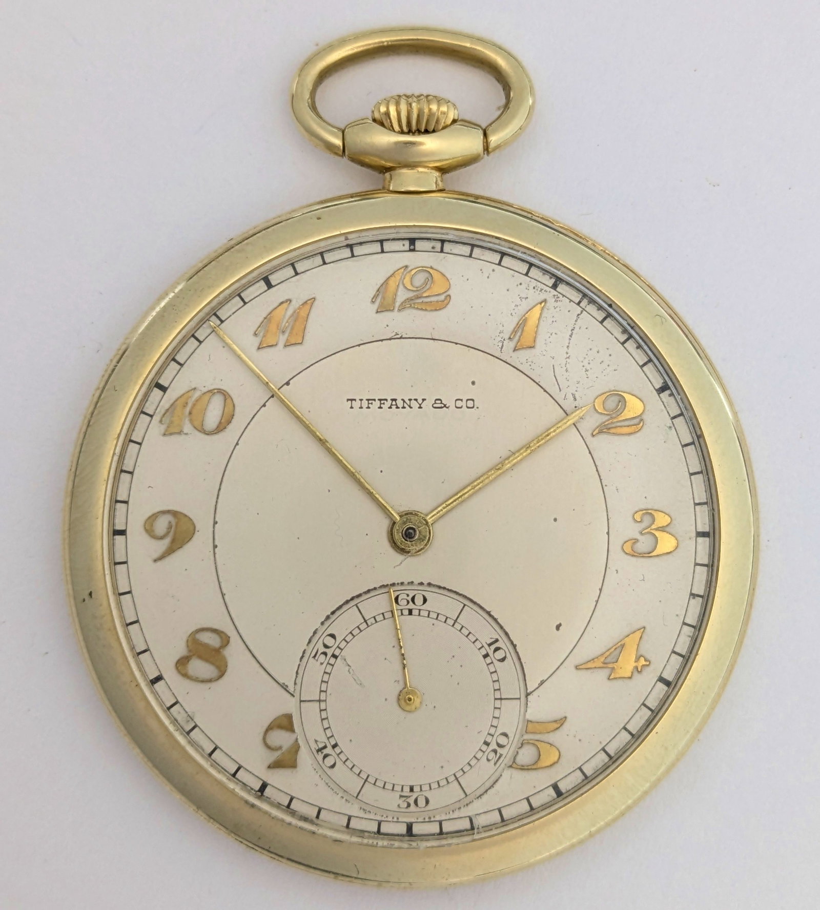 Rare Tiffany & Co Movado 14K Gold Ultra Thin Retro Deco Vintage Pocket Watch - 6