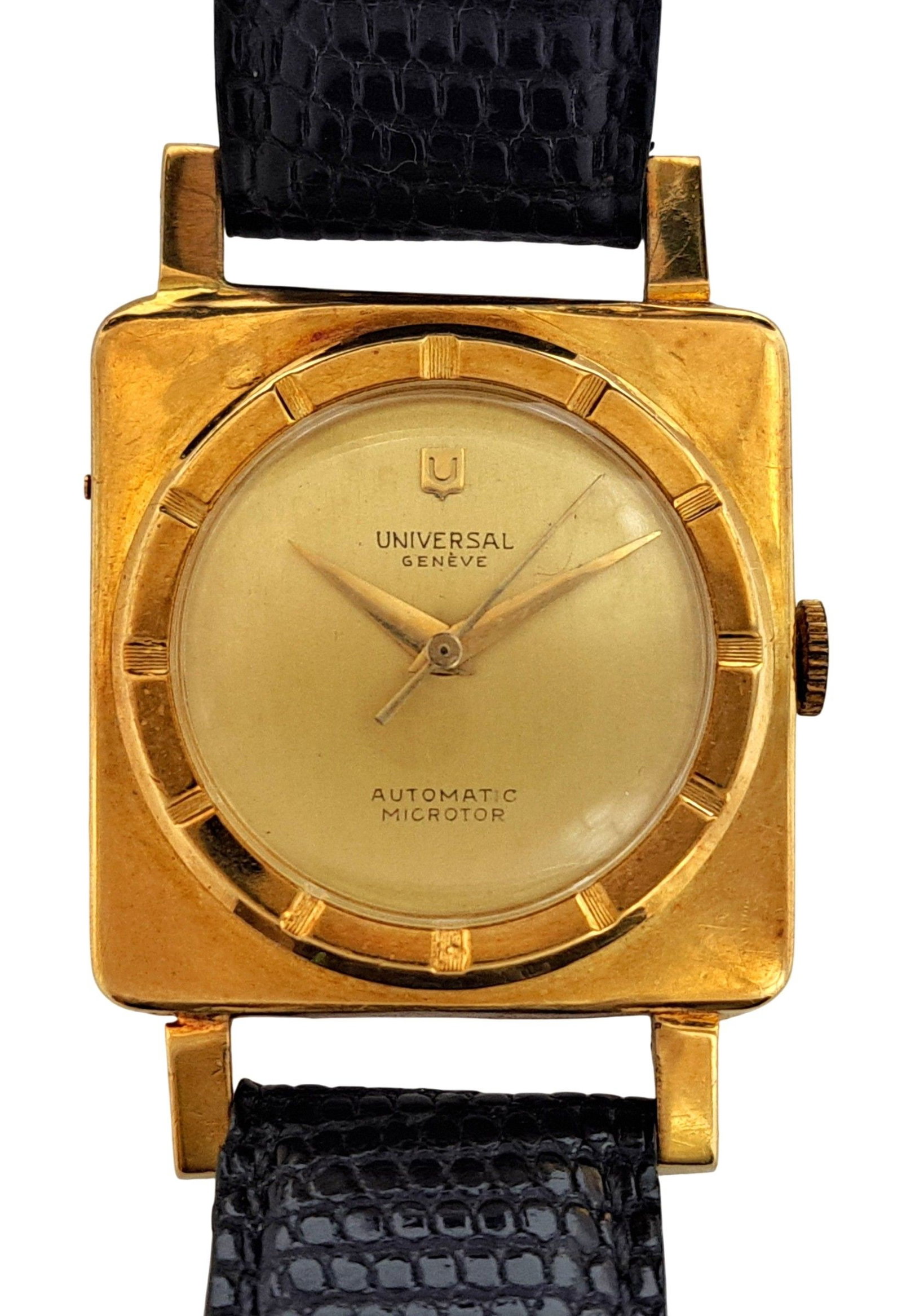 Monster 30mm Universal Geneve 18k Gold Microtor Running Mens Wrist Watch: Described By: Mike NODDD 71407 Title: Monster 30mm Universal Geneve 18k Gold Microtor Running Mens Wrist Watch Description: Beautiful timepiece! This is one of the largest production watches they made