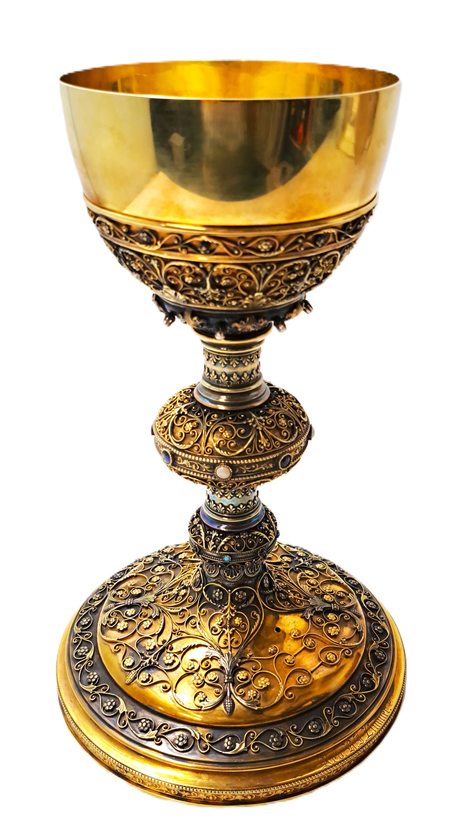 Important Jeweled 18K Gold Ecclesiastical Chalice Catholic Church Communion Sapphire Embedded (1 of 10)