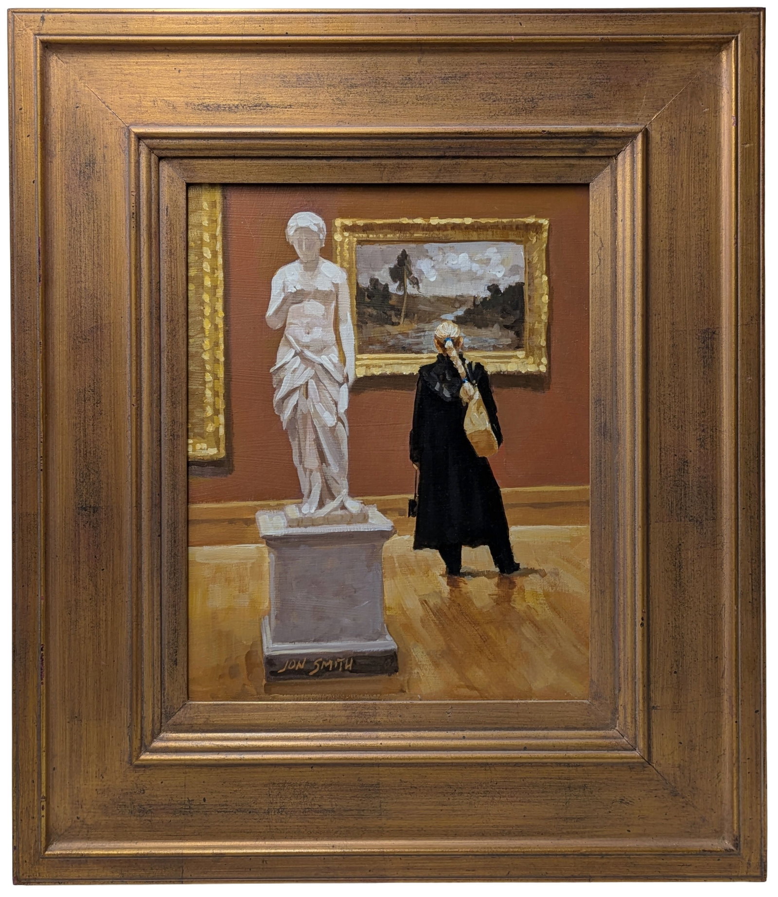 Original Jon Smith The MET American Collection New York Museum Interior 11 x 14 Inch Oil Painting: Described By: Dillon CNX 0453 1461 Title: Original Jon Smith The MET American Collection New York Museum Interior 11 x 14 Inch Oil Painting Description: Original Jon Smith The MET American Collection 