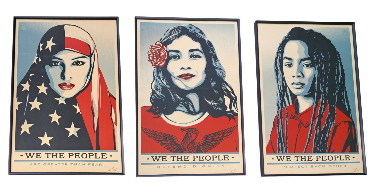 We The People Lithograph Set of Three Shepard Fairey OBEY Amplifier Protest March Poster (1 of 13)
