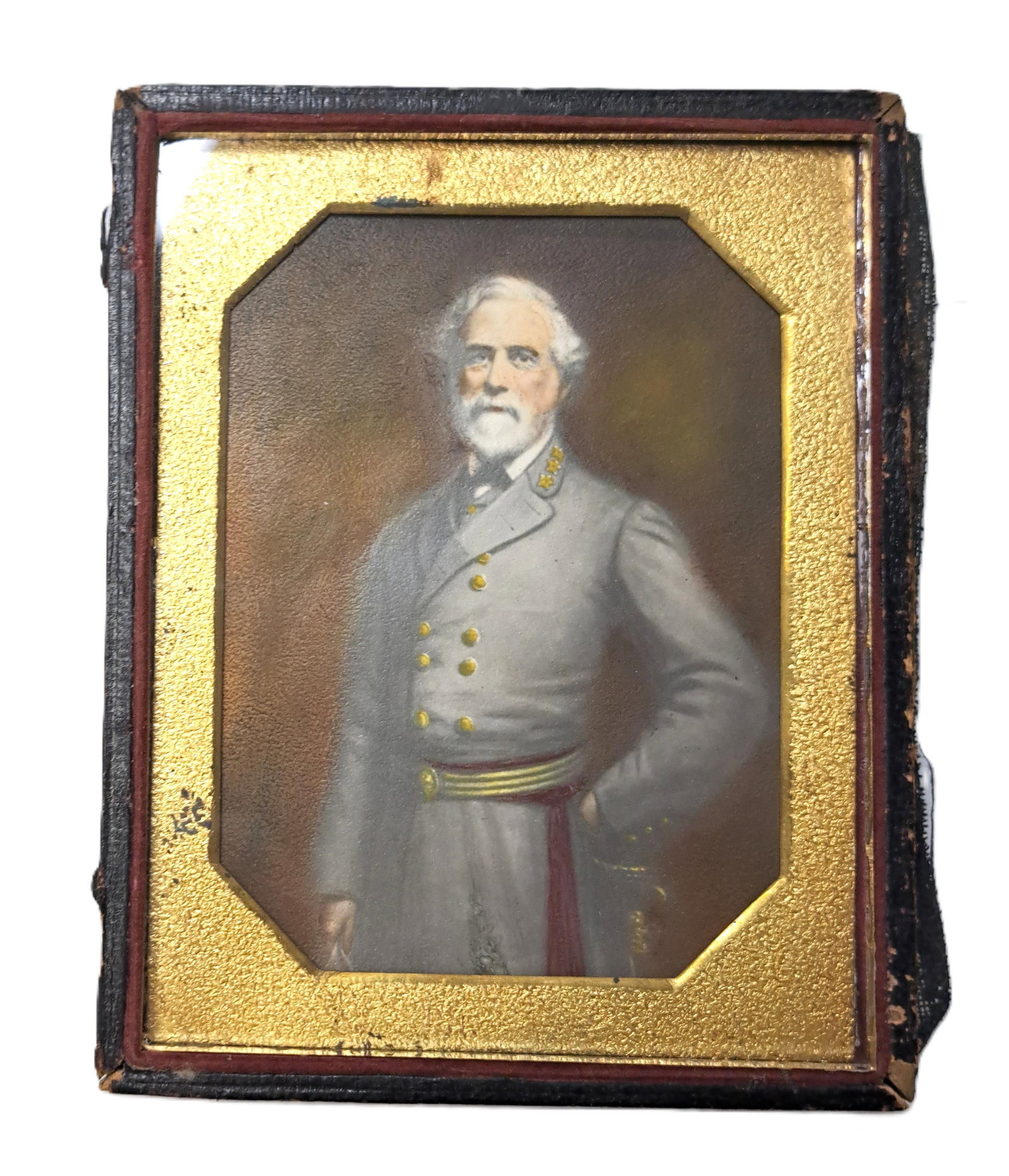 Daguerreotype of Gentleman w Hand Painted General Robert E Lee Portrait Print Civil War (1 of 11)