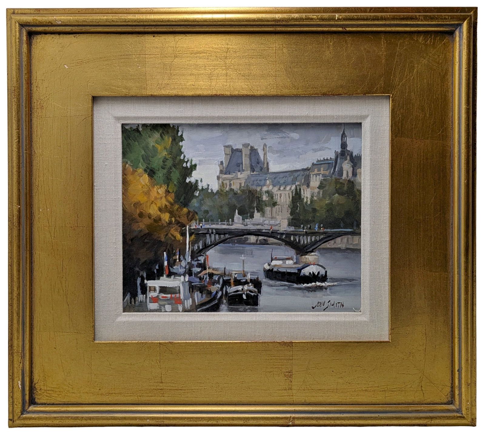 Original Jon Smith Chicago Art Institute with Monet 10 x 8 Inch Oil on Panel Framed Painting: Described By: Dillon CNX 0453 1463 Title: Original Jon Smith Chicago Art Institute with Monet 10 x 8 Inch Oil on Panel Framed Painting Description: Original Jon Smith Chicago Art Institute with Monet 