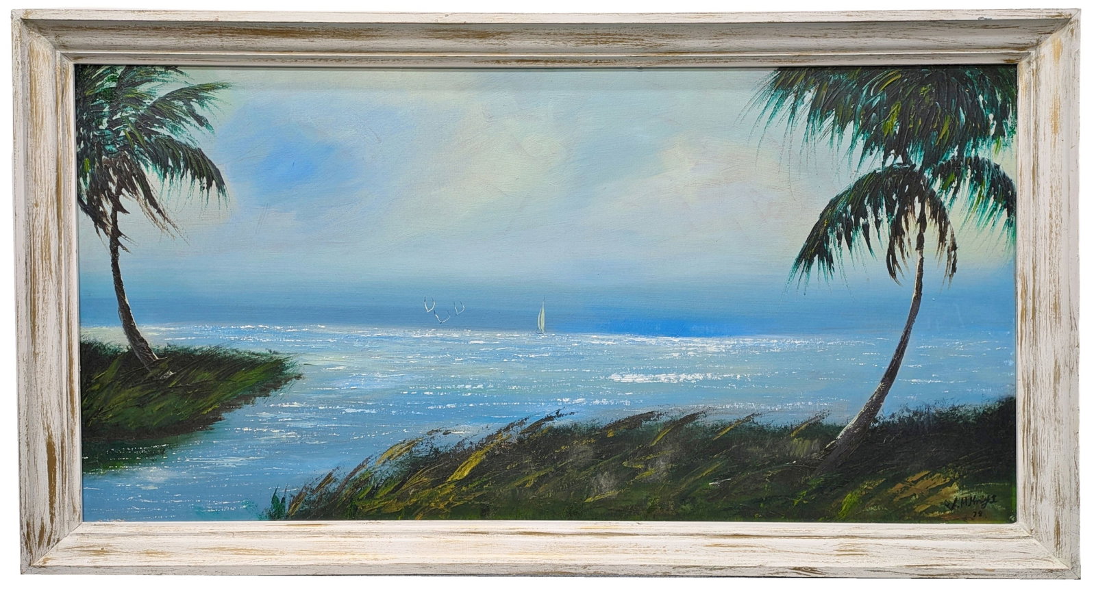 Very Large Florida Highwaymen Isaac Knight FL Oil on Board Painting w/ Strong Provenance: Described By: Dillon DT67261 NOYDD Title: Very Large Florida Highwaymen Isaac Knight FL Oil on Board Painting w/ Strong Provenance Description: Very Large Florida Highwaymen Isaac Knight FL Oil on Boa