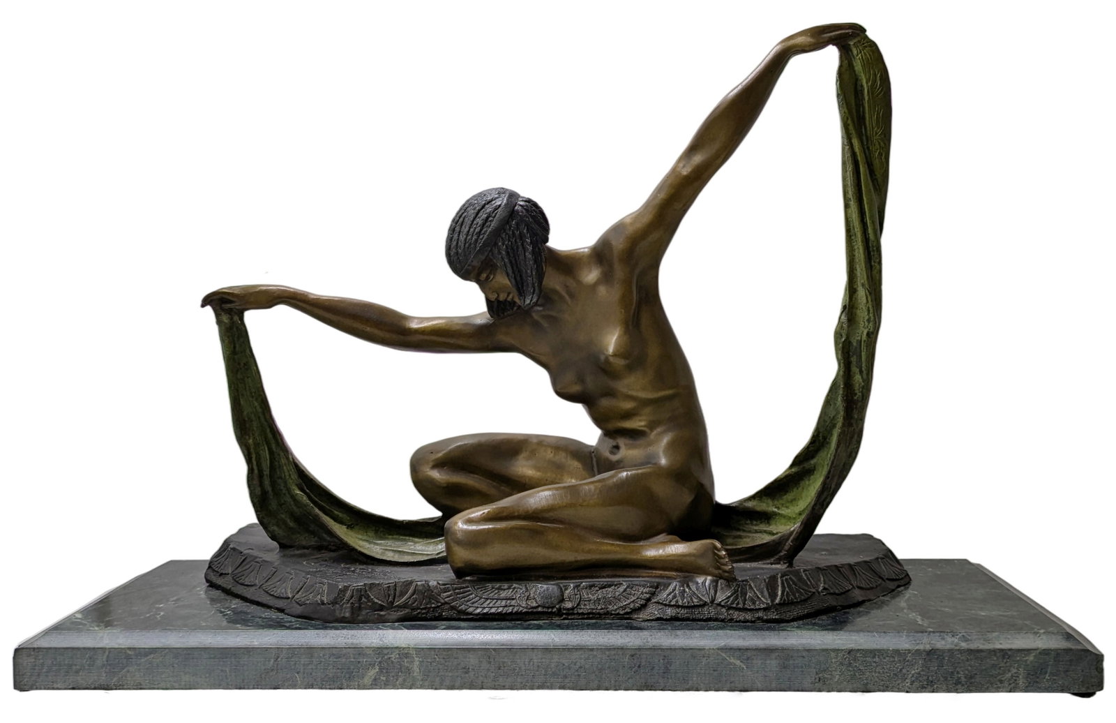 CJR Colinet Vintage Large Heavy Patinated Bronze Art Deco Isis or Dancer Statue Sculpture Figure: Described By: Dillon HFA DT NOED 500 - 1500 Title: CJR Colinet Vintage Large Heavy Patinated Bronze Art Deco Isis or Dancer Statue Sculpture Figure Description: Claire Jeanne Roberte Colinet Vintage L