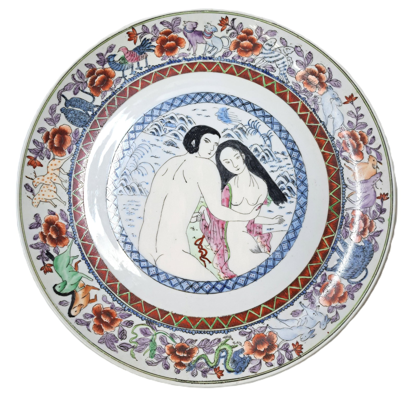 Lot of 4 Kinuko Craft Japanese Traditional Erotic Shunga Decorative Plates Underside Pattern: Described By: Rafe HFA CNX 0463 1499 Title: Lot of 4 Kinuko Craft Japanese Traditional Erotic Decorative Plates Underside Pattern Description: Lot of 4 Kinuko Craft Japanese Traditional Erotic Decorat