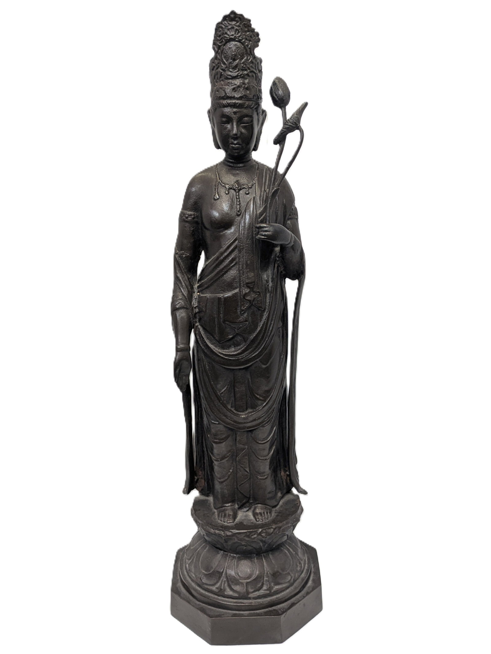 Large Heavy Iron Indian Deity Buddha Hindu 32.38 Inch Statue Figure Sculpture: Described By: Dillon HFA VX NOOE 500 1500 Title: Large Heavy Iron Indian Deity Buddha Hindu 32.38 Inch Statue Figure Sculpture Description: Large Heavy Iron Indian Deity Buddha Hindu 32.38 Inch Statue