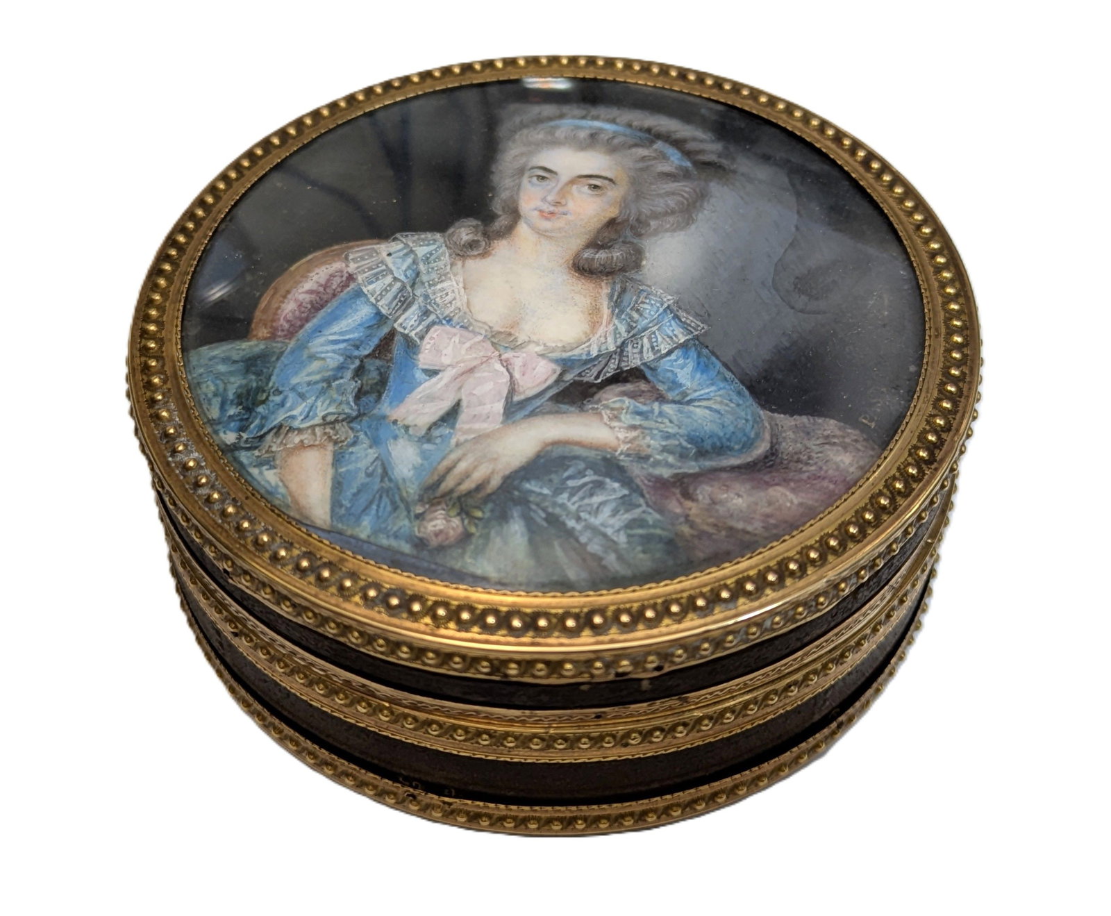 Fine Antique French Rococo Solid Gold Tortoise Shell Vanity Snuff Trinket Box Signed Miniature (1 of 12)