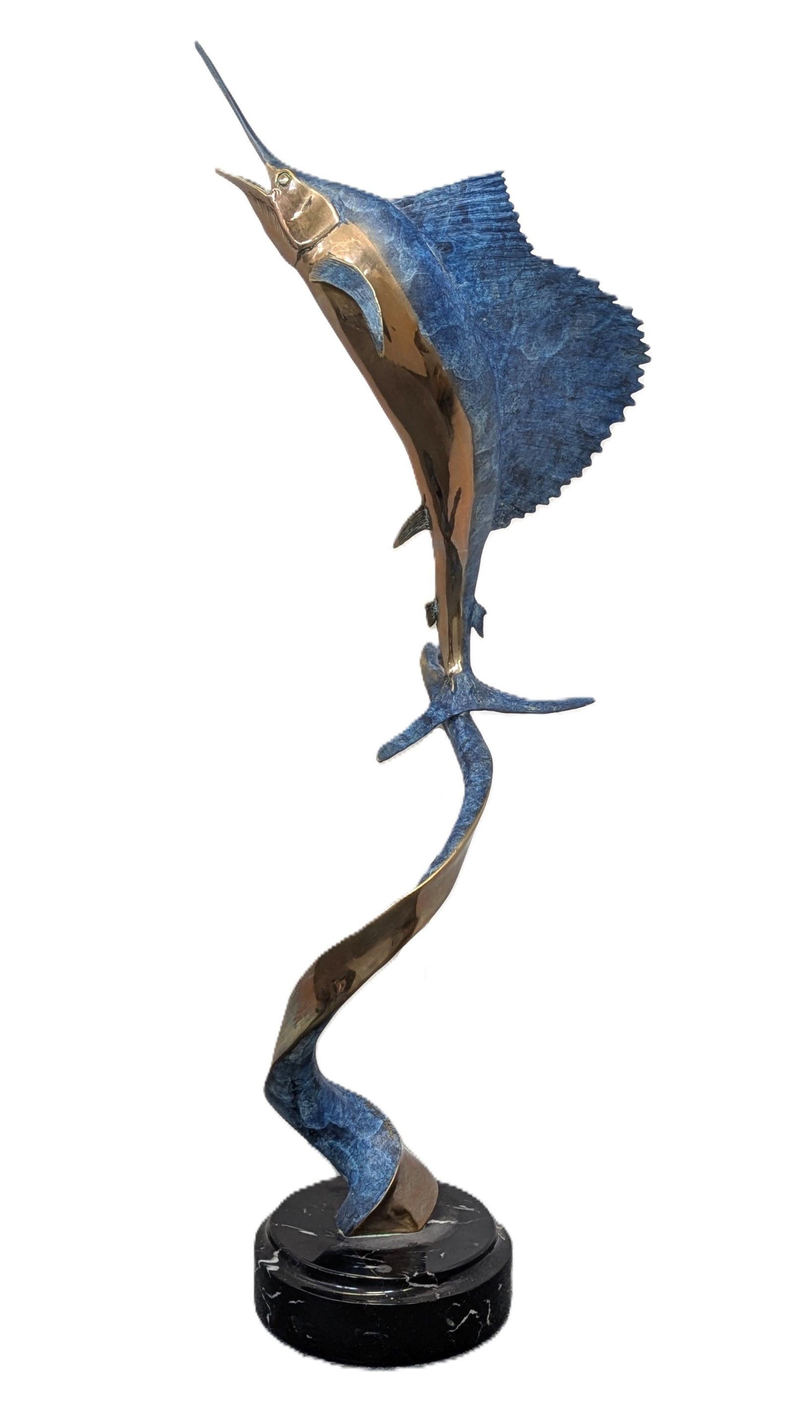 Geoffrey Smith Bronze Sailfish Sculpture 28.25 Inch Signed Numbered Dated Fish Animalier Statue (1 of 7)