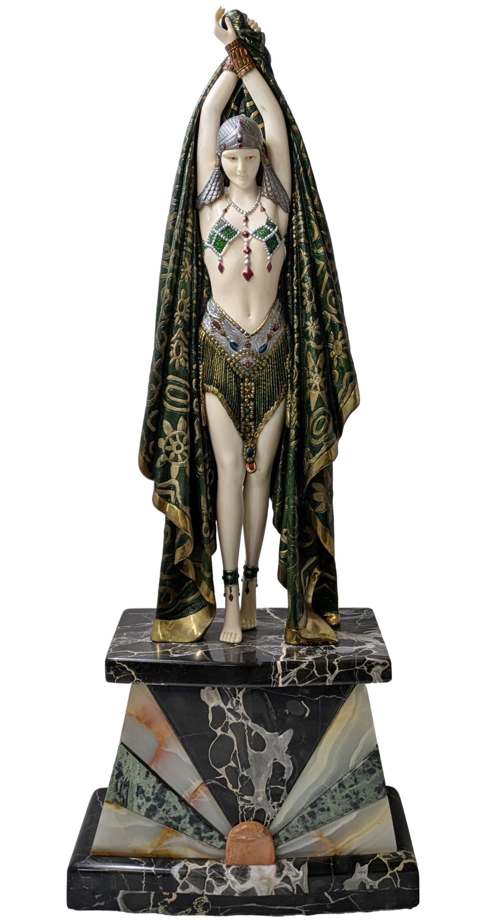 Demetre Chiparus Vintage Large Heavy Marble Bronze Carved Art Deco Dancer Statue Sculpture Figure (1 of 13)