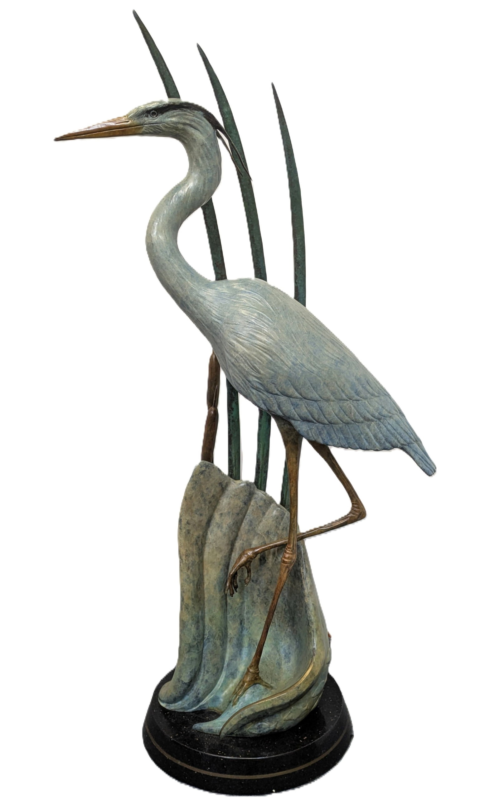 Gary Cooley Signed Bronze Heron Sculpture Titled Tranquility Numbered Dated Animalier Statue Figure (1 of 9)