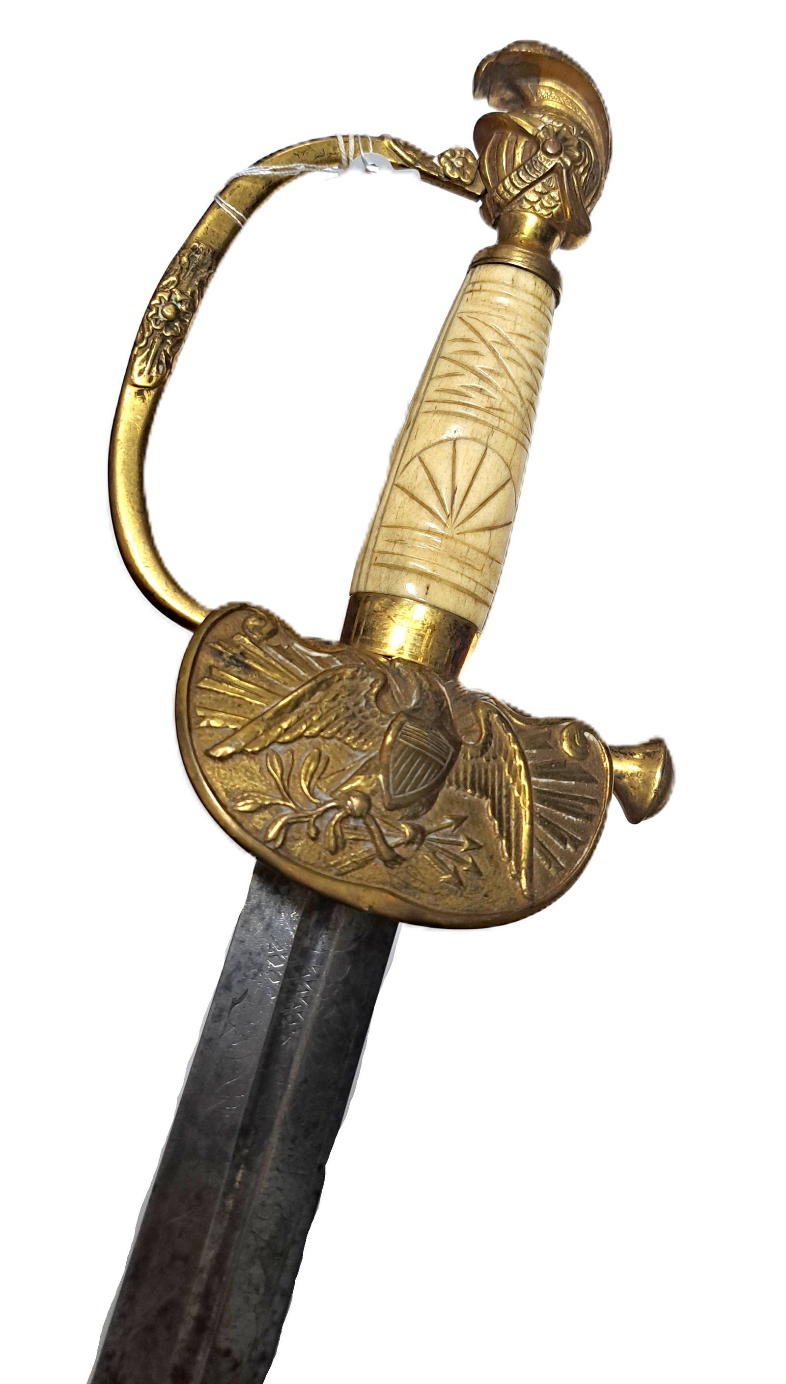 Militia Commissioned Officers Sword Circa 1830-1850 Ames of Chicopee Mass. Helmet Pommel (1 of 9)