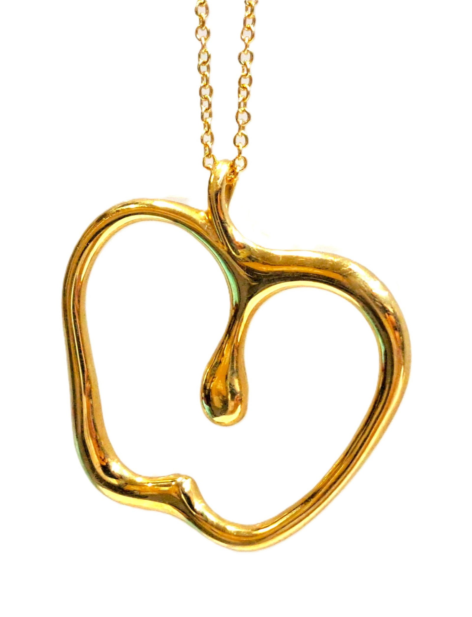 Tiffany & Co. Elsa Peretti Retired Large Size 18k Yellow Gold Apple Pendant w Associated 18k Gold: Described & Photographed By: Mike NFEDD 71520ESTIMATE 1500-2000 Title: Tiffany & Co. Elsa Peretti Retired Large Size 18k Yellow Gold Apple Pendant w Associated 18k