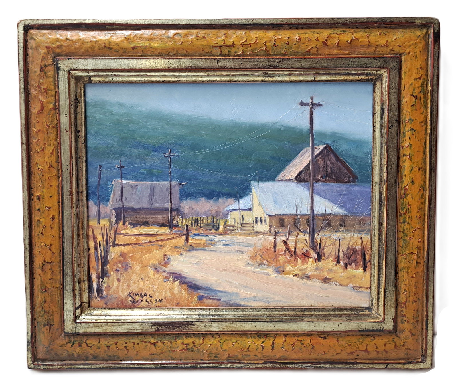 Kimbal Warren Old Milking Barn Oil Wood 9 1/2x7 6/8 Utah Artist Signed Painting: Described By: August R CNX 0464 1514 Title: Kimbal Warren Old Milking Barn Oil Wood 9 1/2x7 6/8 Utah Artist Signed Painting Description: