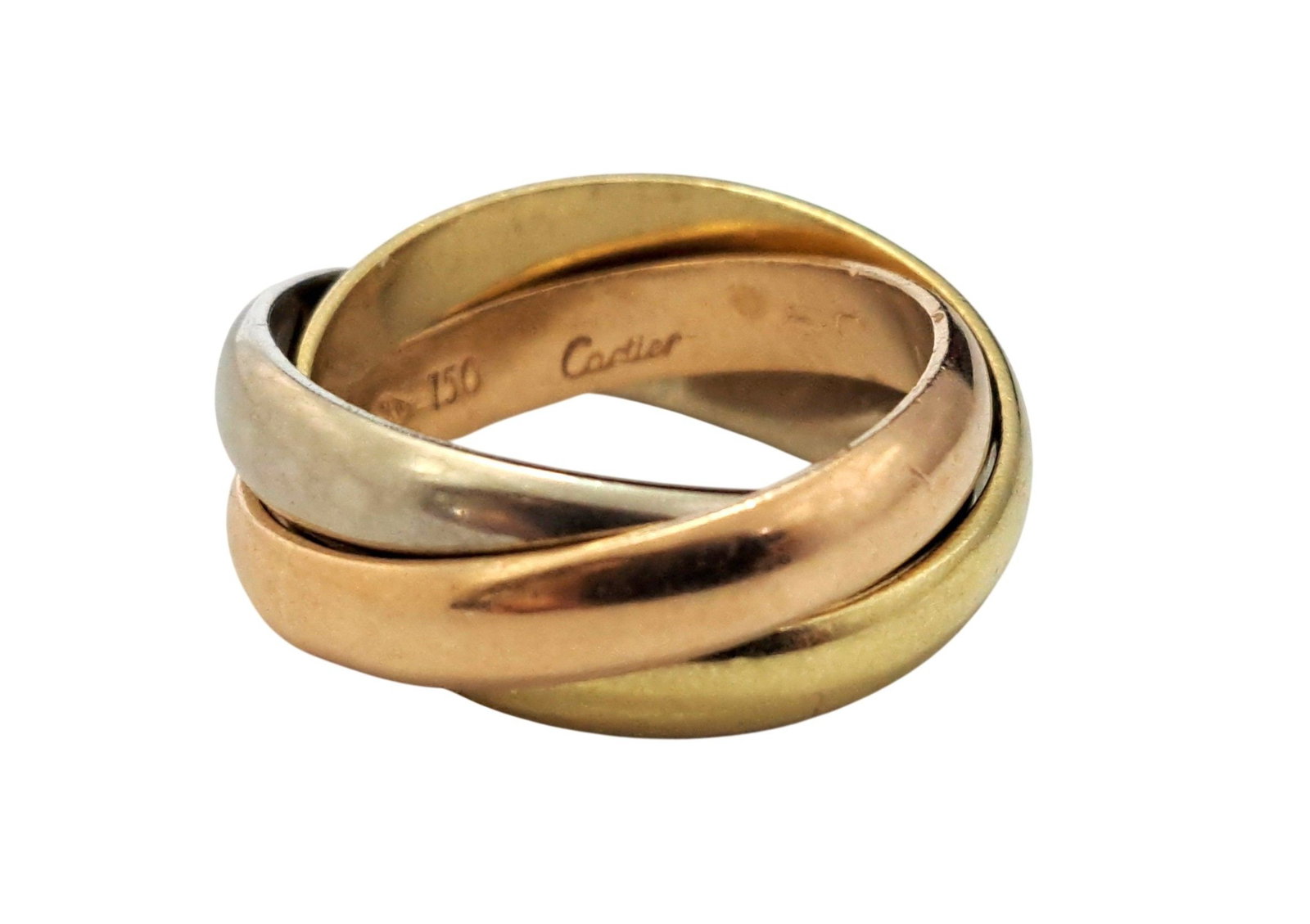 Genuine Cartier 18k Gold Multi Color Rose White Yellow Gold Ladies Rolling Ring Signed Numbered 9g (1 of 8)