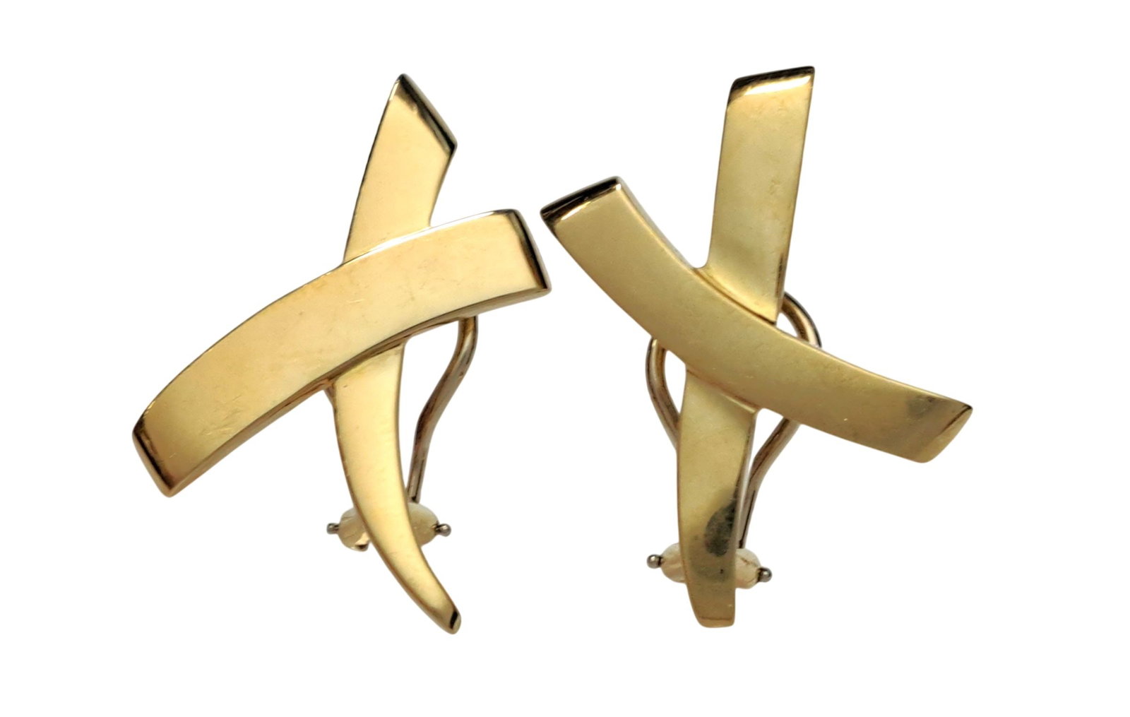 Extra Large Size Tiffany & Co. Paloma Picasso 18k Gold X Clip on Earrings 1983: Described & Photographed By: Mike NFRDD 71534ESTIMATE 1500-2000 Title: Extra Large Size Tiffany & Co. Paloma Picasso 18k Gold X Clip on Earrings 1983 Description: Beautiful! Make them yours today. H
