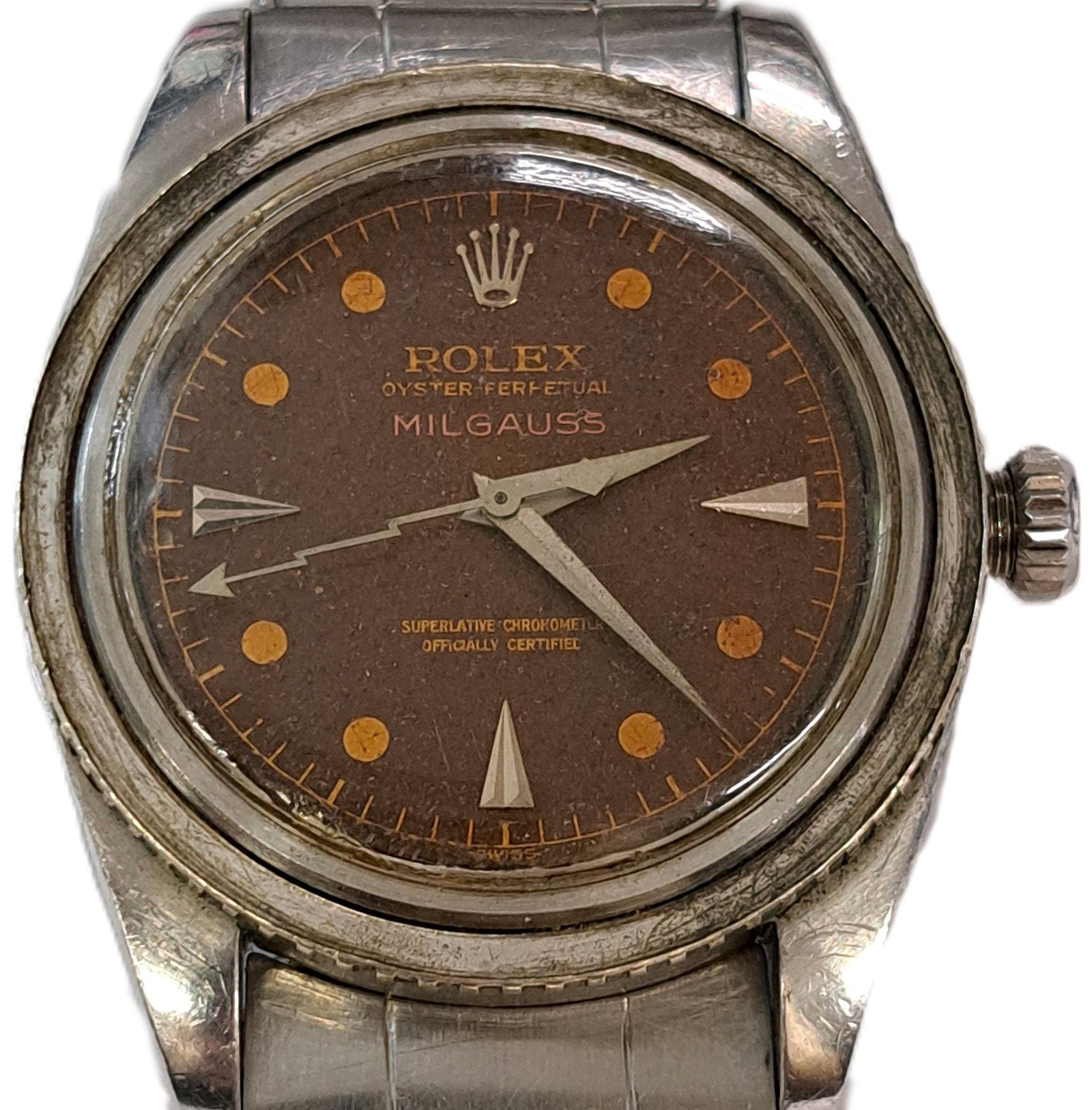 Rare 1950s Rolex Milgauss 6541 Original Tropical Pink Dial Running Watch Fresh From Florida Estate: Described by: Rachel HFA DT66465 NFDDDDDD Title: Rare 1950s Rolex Milgauss 6541 Original Tropical Pink Dial Running Watch Fresh From Florida Estate As Is Description: This is an amazing watch, fresh f
