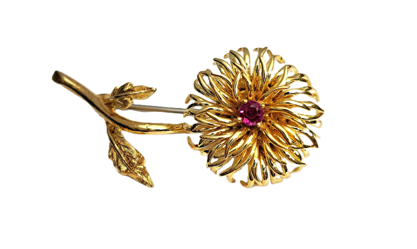 Tiffany & Co Exquisite Ruby Flower Pin 18k Yellow Gold Italy (1 of 5)