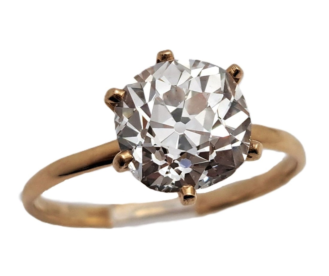 Amazing 1880s Tiffany Co 2.6ct Old Euro 18k Gold Ring with Papers Provenance: Described & Photographed By: AF HFA DT71668 NOODDD Title: Amazing 1880s Tiffany Co 2.6ct Old Euro 18k Gold Ring with Papers Provenance Description: Amazing 1880s Tiffan