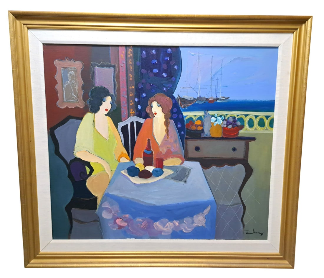 Artist Signed Tarkay Women Cafe Ocean View 32x27 3/4 Inch Modern Contemporary (1 of 13)