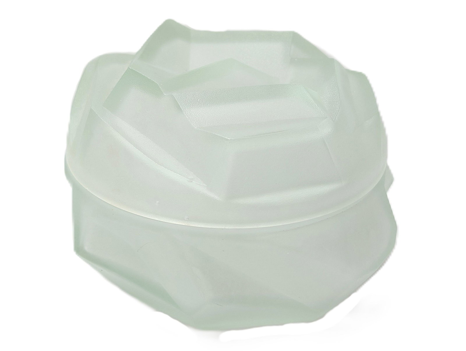 Kopp Glass Art Deco Green Frosted Glass Powder Jar Modernistic Line (1 of 12)
