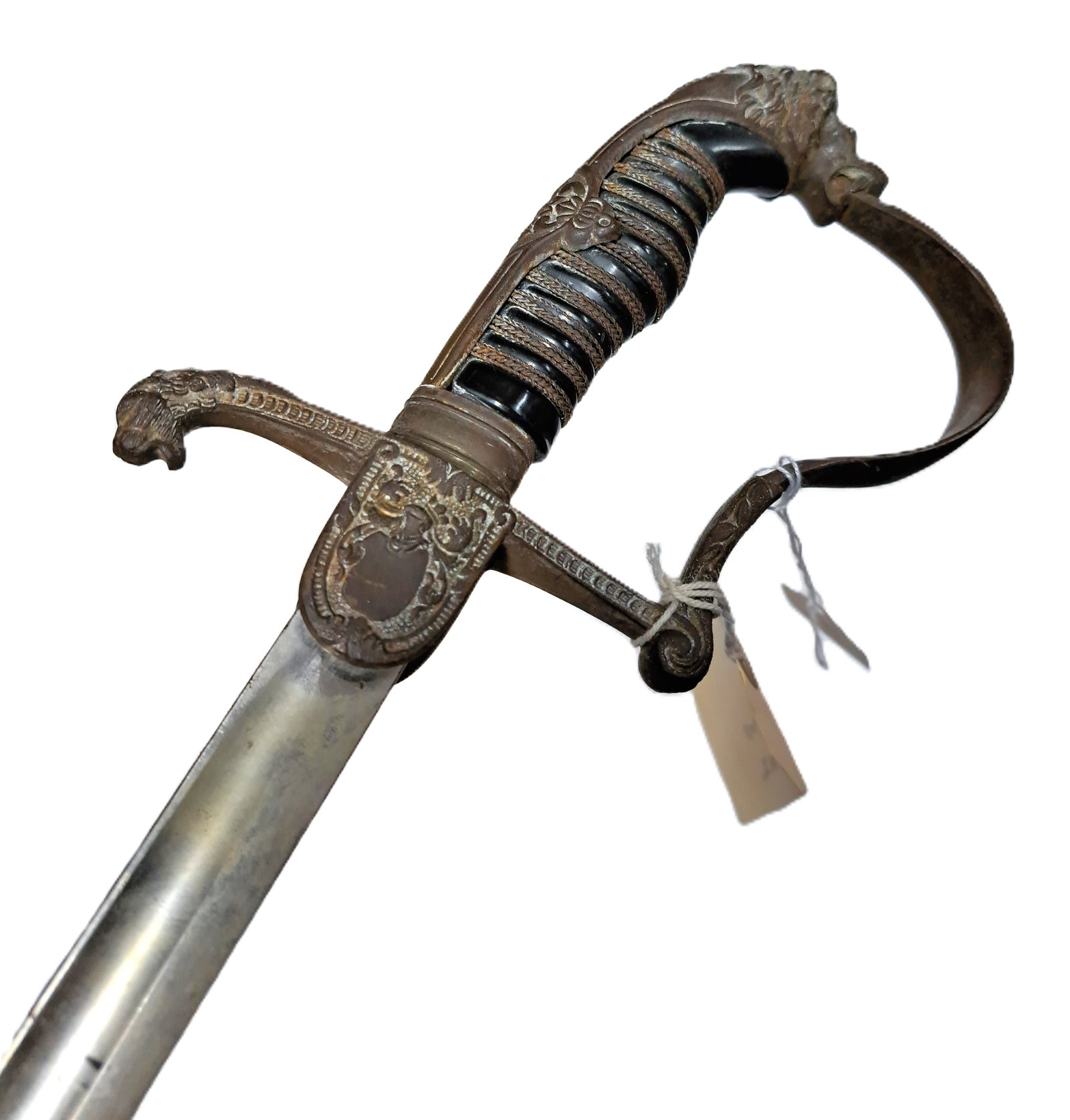 Germany WWI Artillery Sword Saber Worn Lion Head Pommel: Described By: Rafe HFA CNX 0413 1439 Title: Germany WWI Artillery Sword Saber Worn Lion Head Pommel Description: Germany WWI Artillery Sword Saber Worn Lion Head Pommel Blade Style Saber
