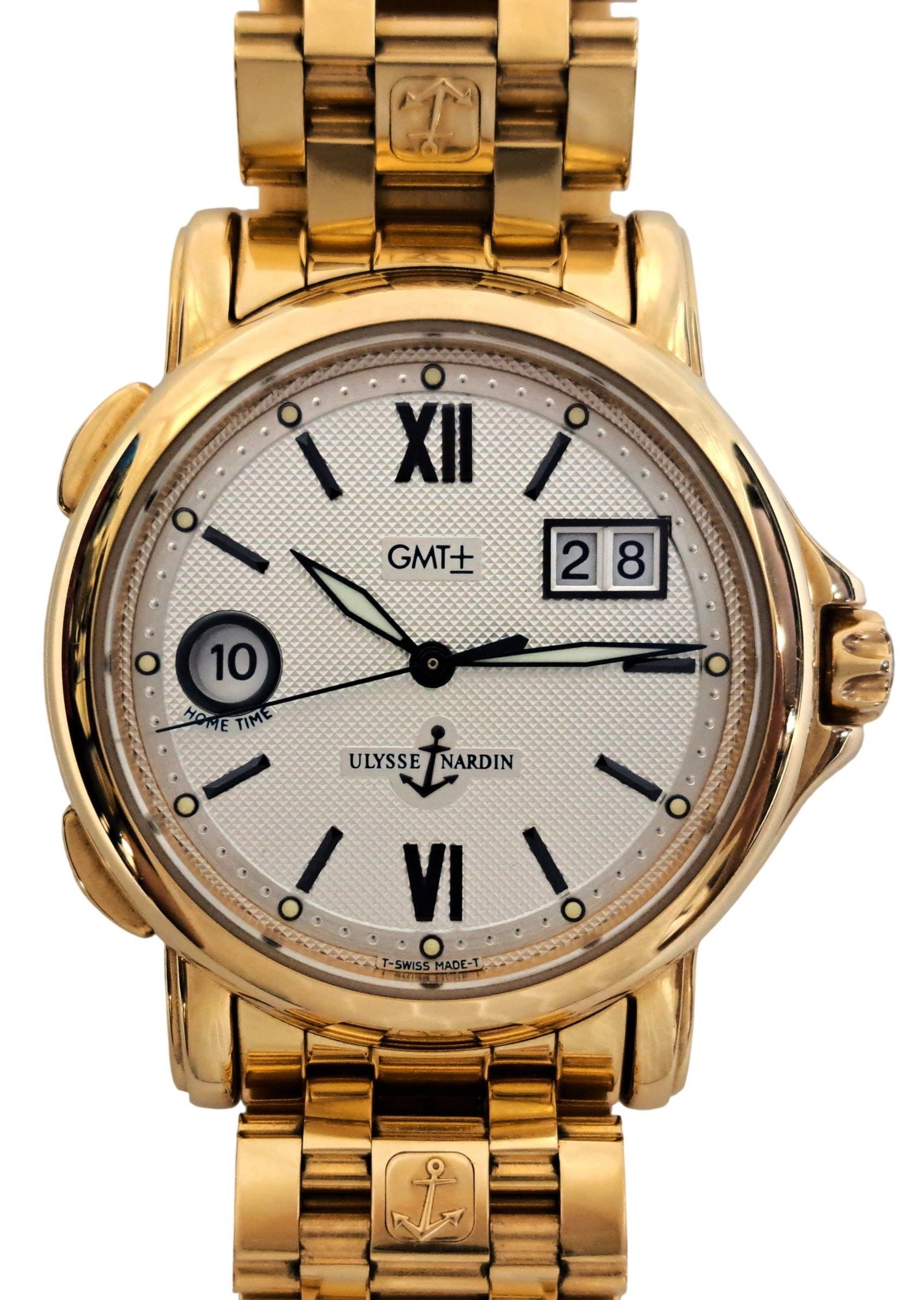 Ulysse Nardin San Marco Big Date 18k Gold Over 7.10oz Box Papers Tags: Described By:Mike NFODDD 71705ESTIMATE 20k-30k Title:Ulysse Nardin San Marco Big Date 18k Gold Over 7.10oz Box Papers Tags Description: Beautiful timepiece! Our collector rarely wore his watches. Make