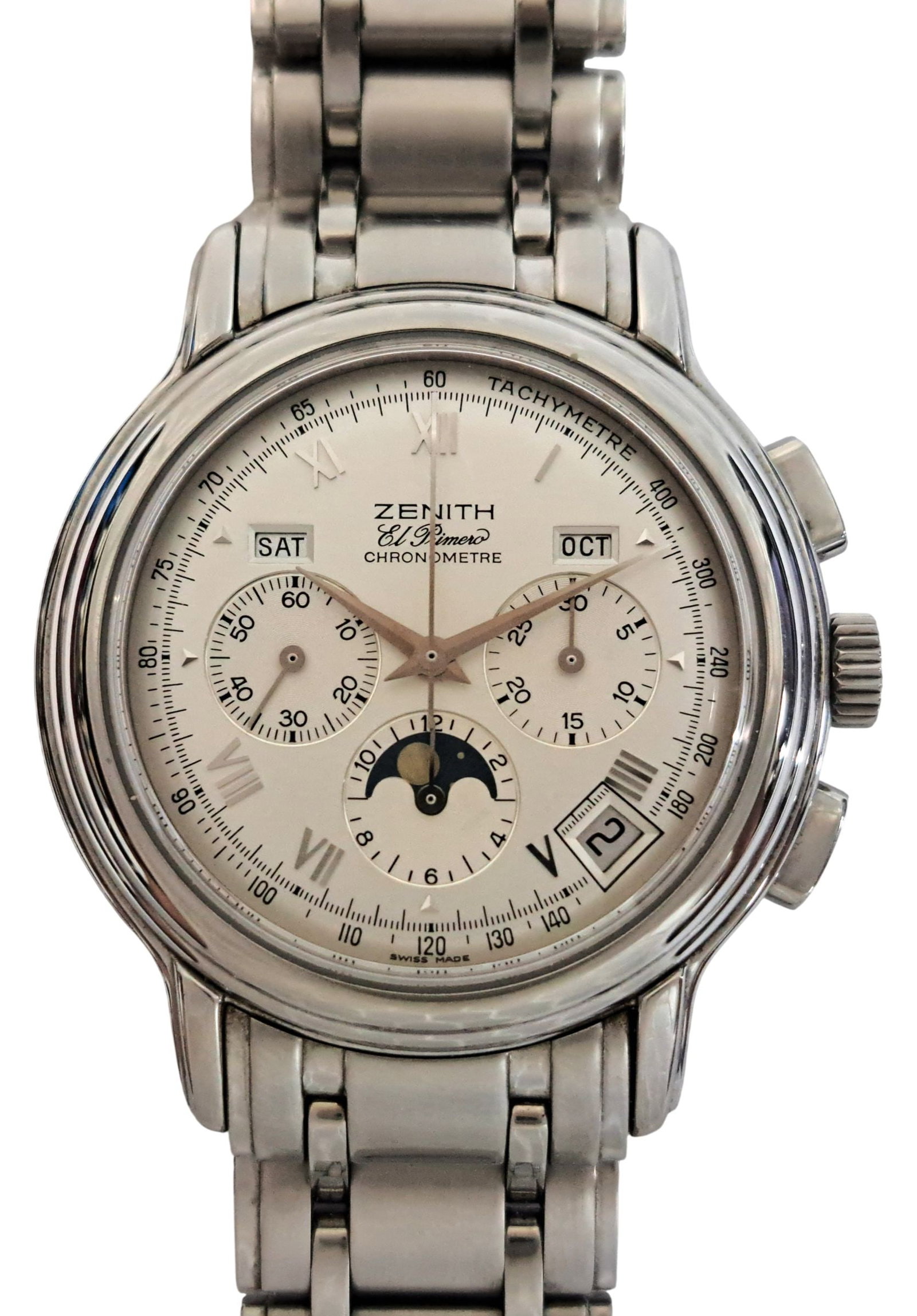 Zenith El Primero Chronometer Chronograph Moonphase Mens Wrist Watch Box Papers Tags (1 of 11)