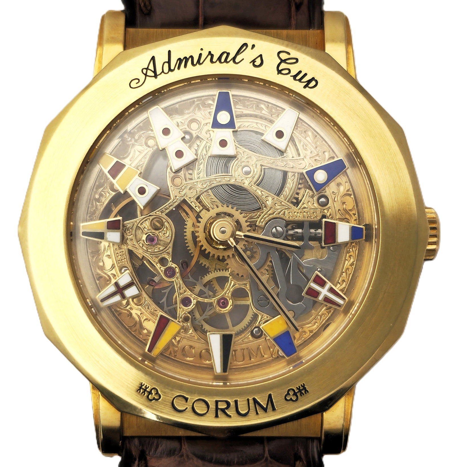 Very Scarce Heavy 18k Gold Skeleton Corum Admirals Cup Dodecagonal Men's Watch 266.830.56 (1 of 6)
