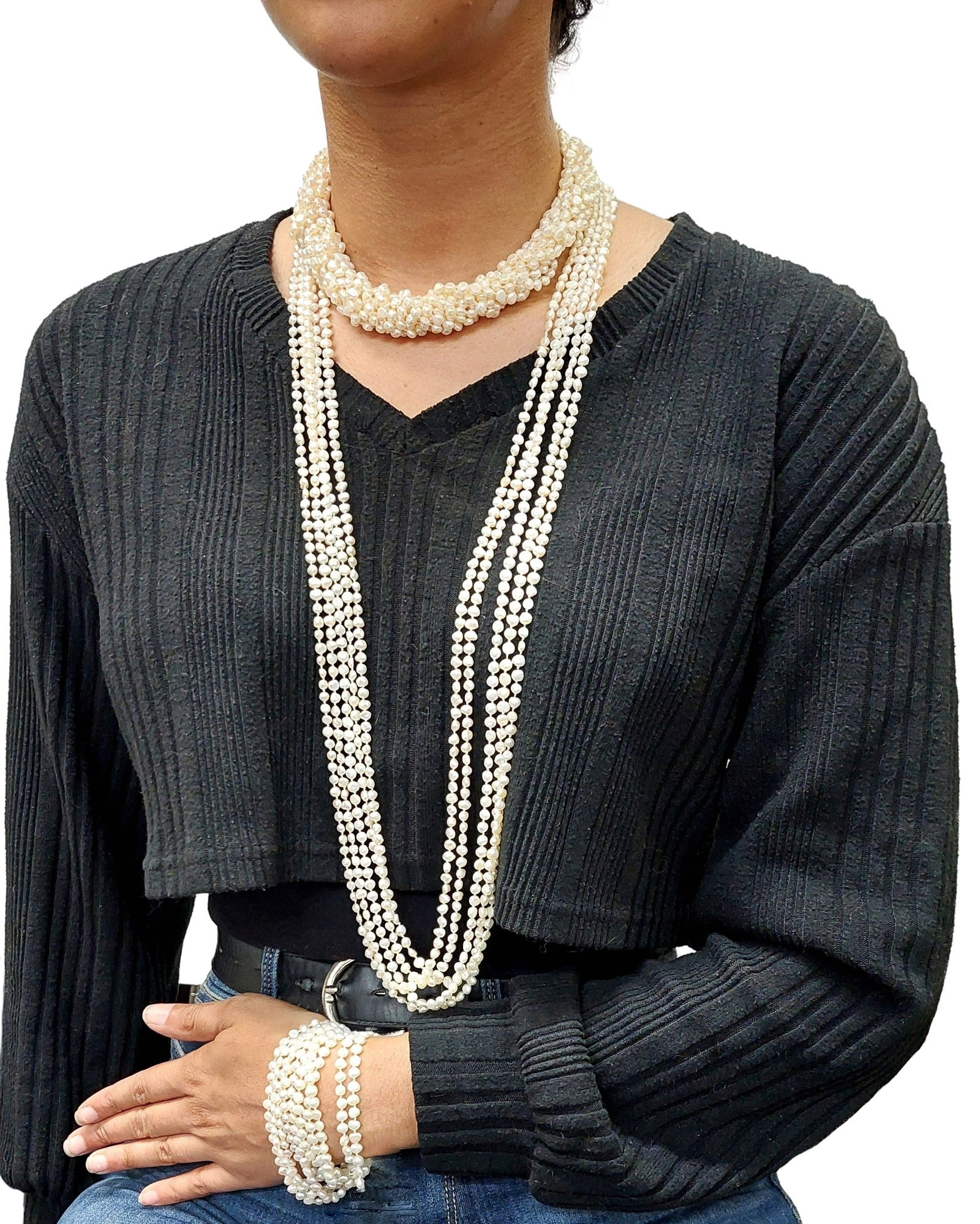 Versatile Elizabeth Gage 18k Gold Midcentury Cultured Pearl Multi Strand Necklace: Described & Photographed By: CHRIS AJP GIA / NFODD 71699 / EST. $2000-$3000 Title: Versatile Elizabeth Gage 18k Gold Midcentury Cultured Pearl Multi Strand Necklace 
