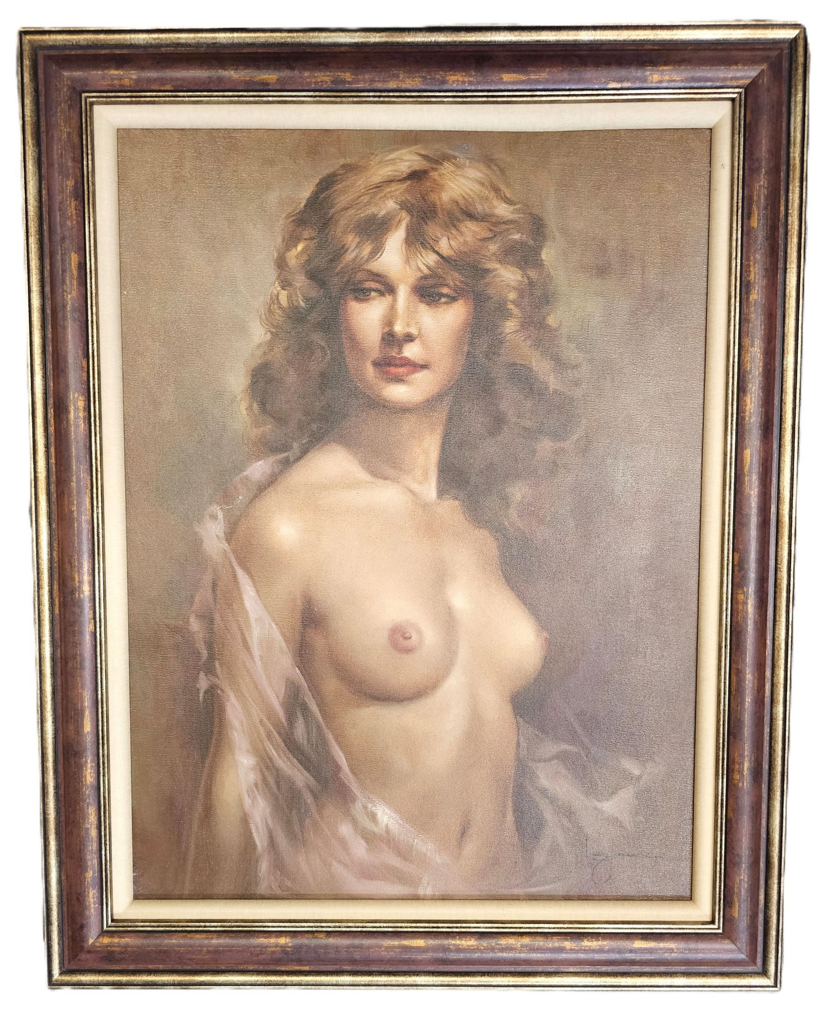 Artist Signed Leo Jansen Partial Nude Blonde Curly Pink Negligee Oil Painting: Described By:August R CNX 0475 1558 Title:Artist Signed Leo Jansen Partial Nude Blonde Curly Pink Negligee Oil Painting Description: Leo Jansen was a Dutch artist known for his largescale nude oil pai