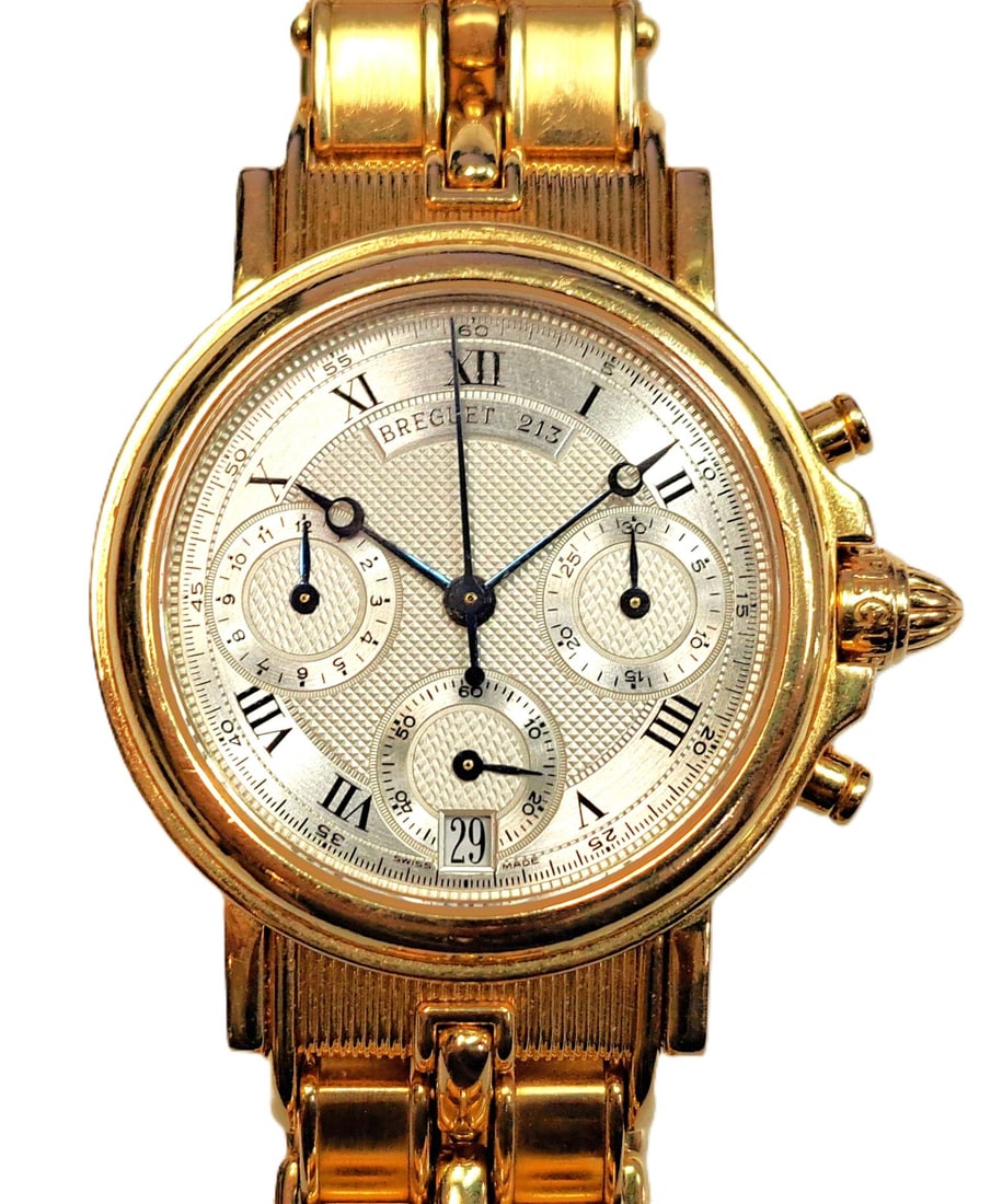 Very Large Ladies 18k Gold Breguet Marine Chronograph Ladies Wrist Watch w Box (1 of 10)