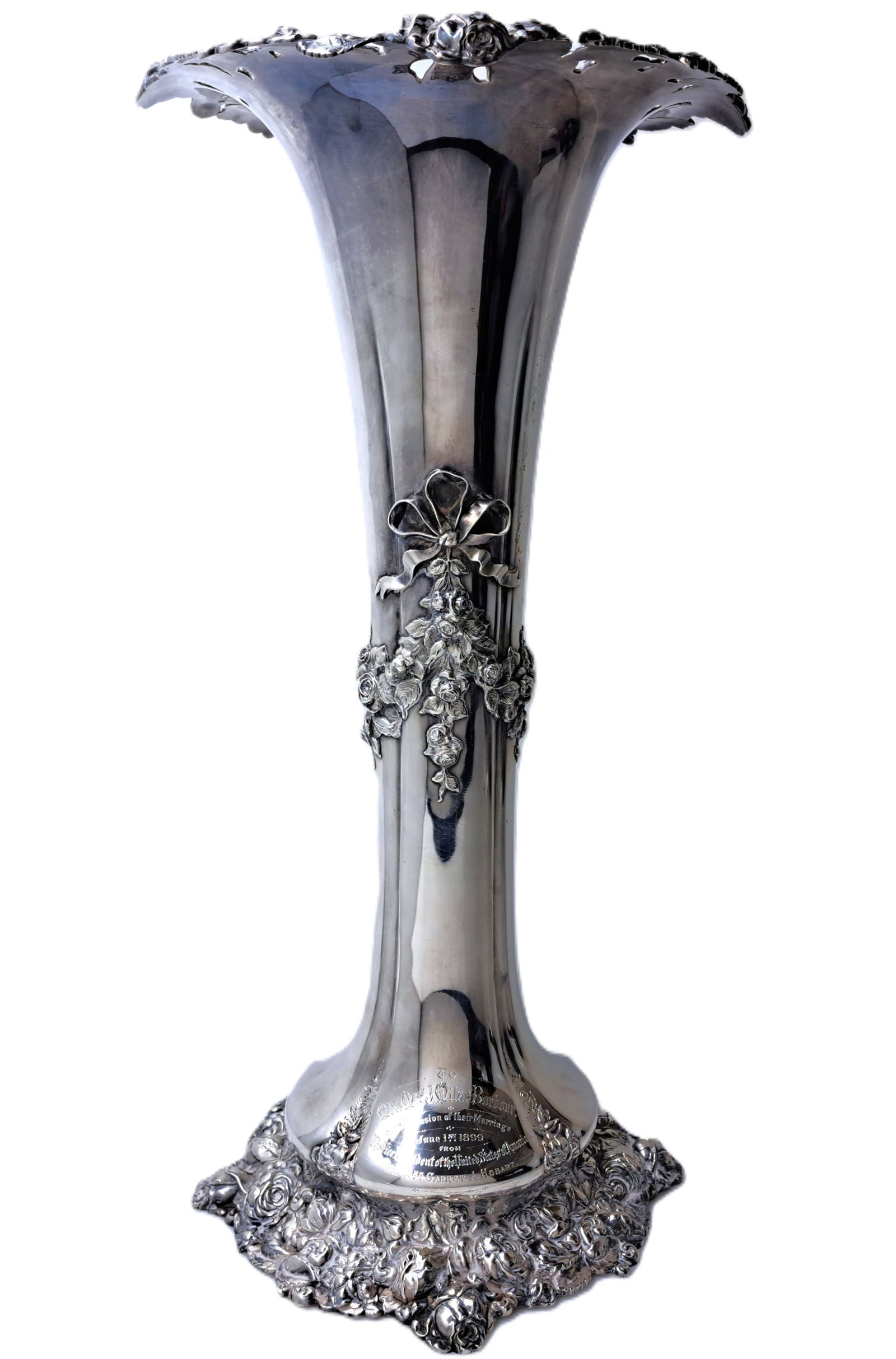 Rare Shiebler Monumental 1899 Sterling Silver Vase Gift of The Vice President of the United States (1 of 11)