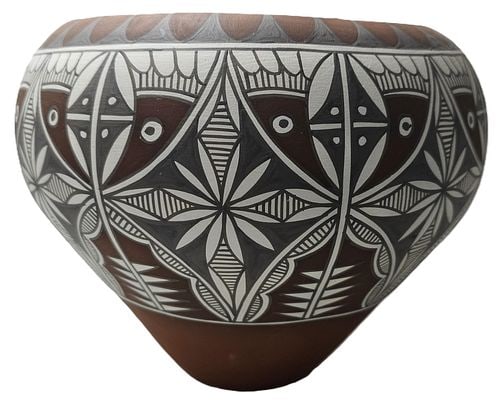 Mary Small Jemez Arizona Native American Vase Ceramics Southwestern Flower Motif (1 of 5)