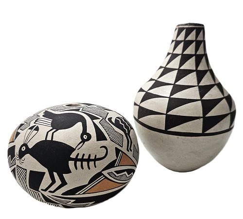 Lot of Two BJ Cerno and Lucy M Lewis Acoma New Mexico Native American Vase Pot (1 of 10)