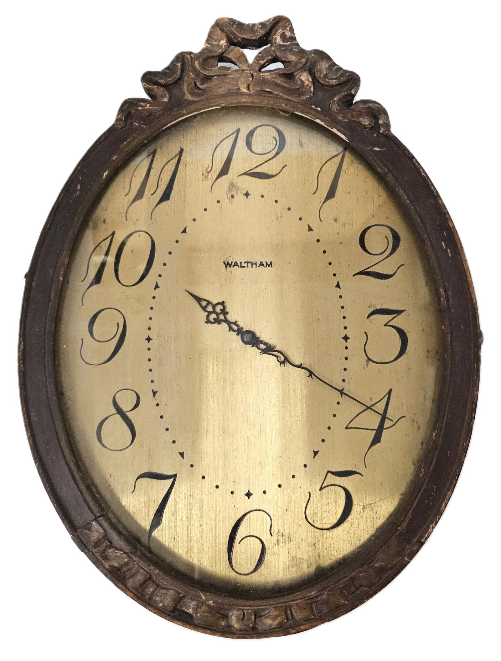 Waltham Antique Wall Clock Pocket Watch Format Crystal Stem and Side Crown (1 of 7)