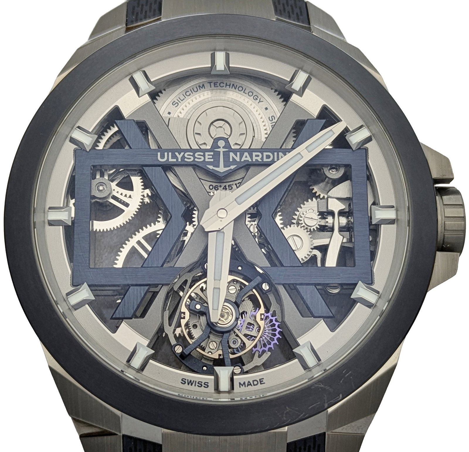 Ulysse Nardin Blast Tourbillon 1723-400-3A/03 Titanium 45mm Automatic Mens Wrist Watch Box Papers: CNX 0368 1120 Described By: AF. ND Title: Ulysse Nardin Blast Tourbillon 1723-400-3A/03 Titanium 45mm Automatic Mens Wrist Watch Box Papers Tags Description: Ulysse Nar