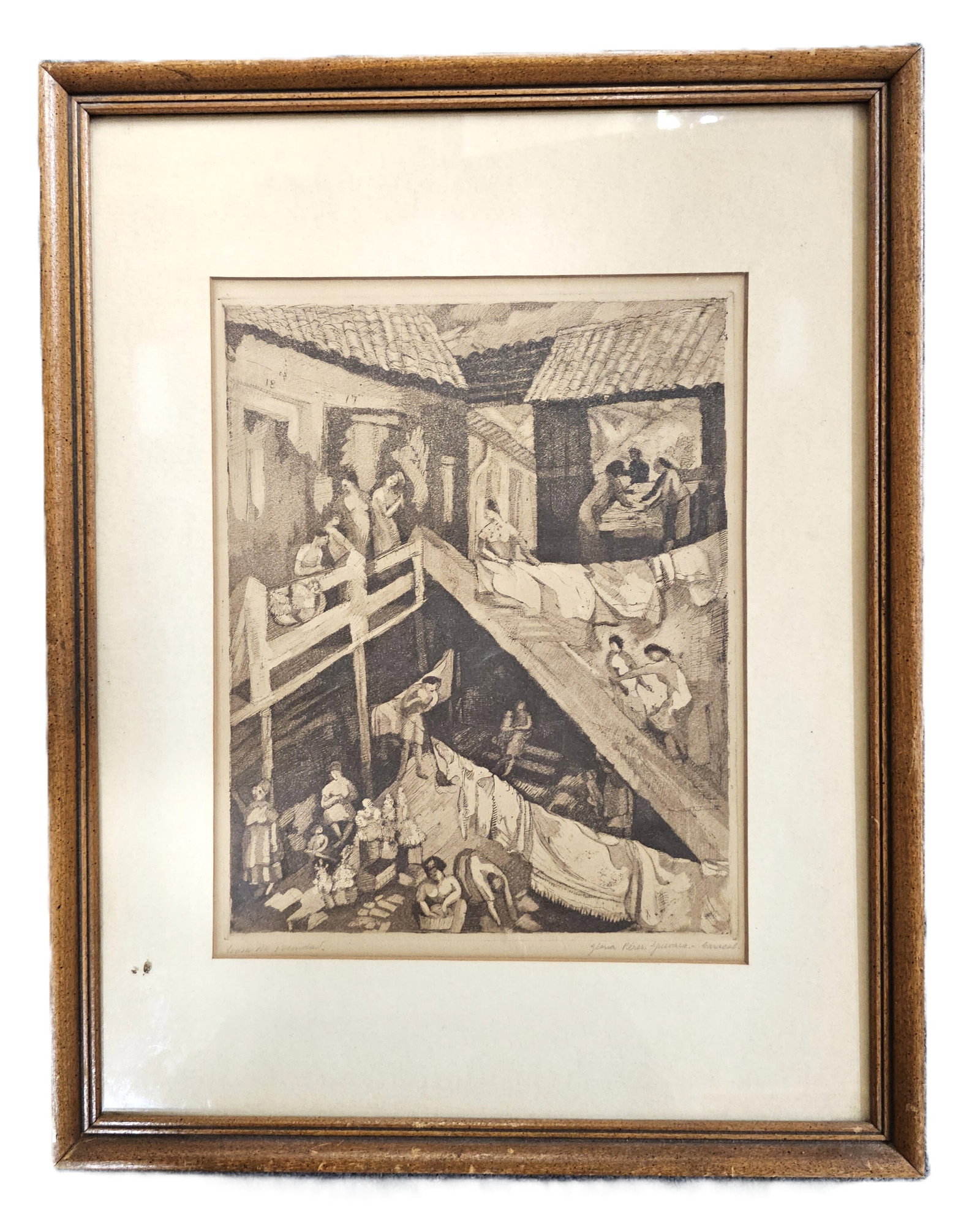Gloria Perez Guevara Large Folio Etching Aquatint Venezuela Neighborhood House: HFA VX Described By: August R ND Title: Gloria Perez Guevara Large Folio Etching Aquatint Venezuela Neighborhood House Description: Gloria Perez Guevara Large Folio Etc