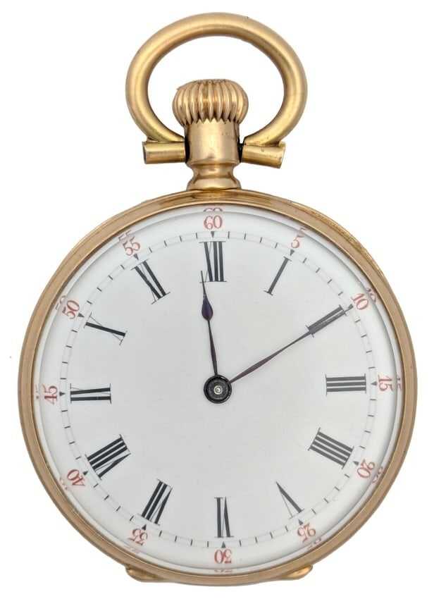 Rare Small Size Patek Phillipe Cylinder Ladies 18K Gold Openface Pocket Watch 52610 (1 of 7)