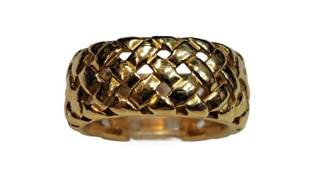 Vintage 18k Yellow Gold Tiffany & Co. Wide Basket Weave Woven Ring (1 of 6)
