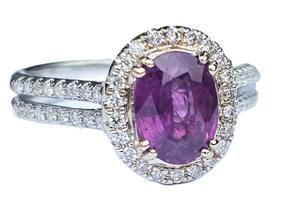 Rare Stunning Unheated Kashmir Sapphire Diamond 18k Gold GIA Certified (1 of 8)
