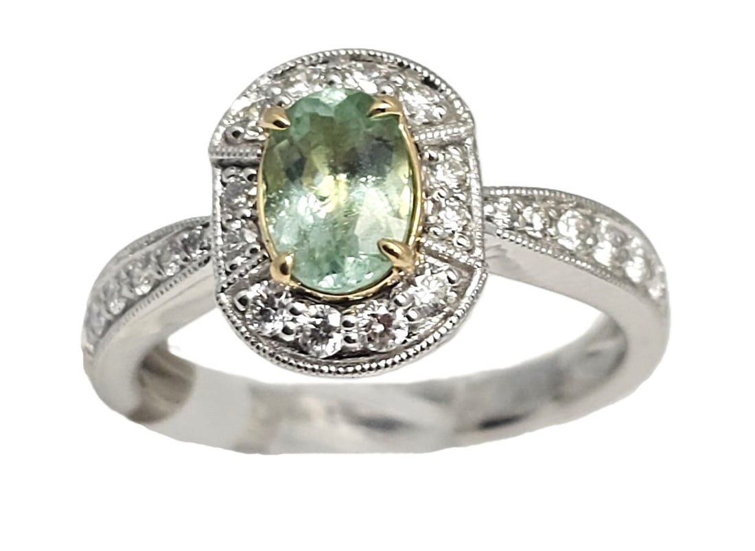 Gorgeous Rare Paraiba Tourmaline GIA Certified Natural Diamond Ring 18K Gold: CNX 0501 1810 Described By: August R ND Title: Gorgeous Rare Paraiba Tourmaline GIA Certified Natural Diamond Ring 18K Gold Description: Gorgeous Rare Paraiba Tourmaline GIA Certified Natural Diamond 