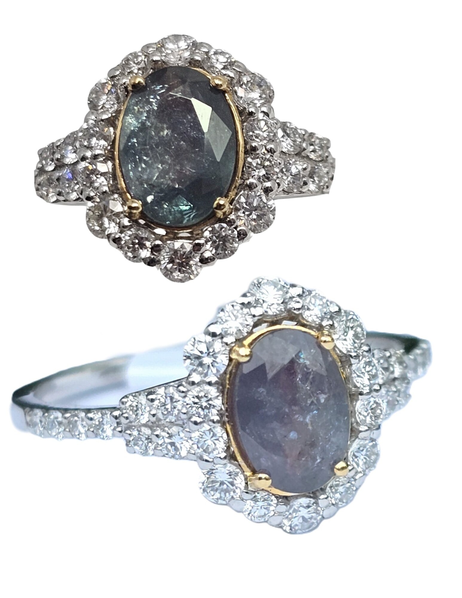 GIA Green Blue Changing to Purple Excellent Alexandrite Diamond Two Tone Yellow White Platinum Ring: CNX 0501 1799 Described By: Adams ND Title: GIA Green Blue Changing to Purple Excellent Alexandrite Diamond Two Tone Yellow White Platinum Ring Description: GIA Green Blue Changing to Purple Excellent