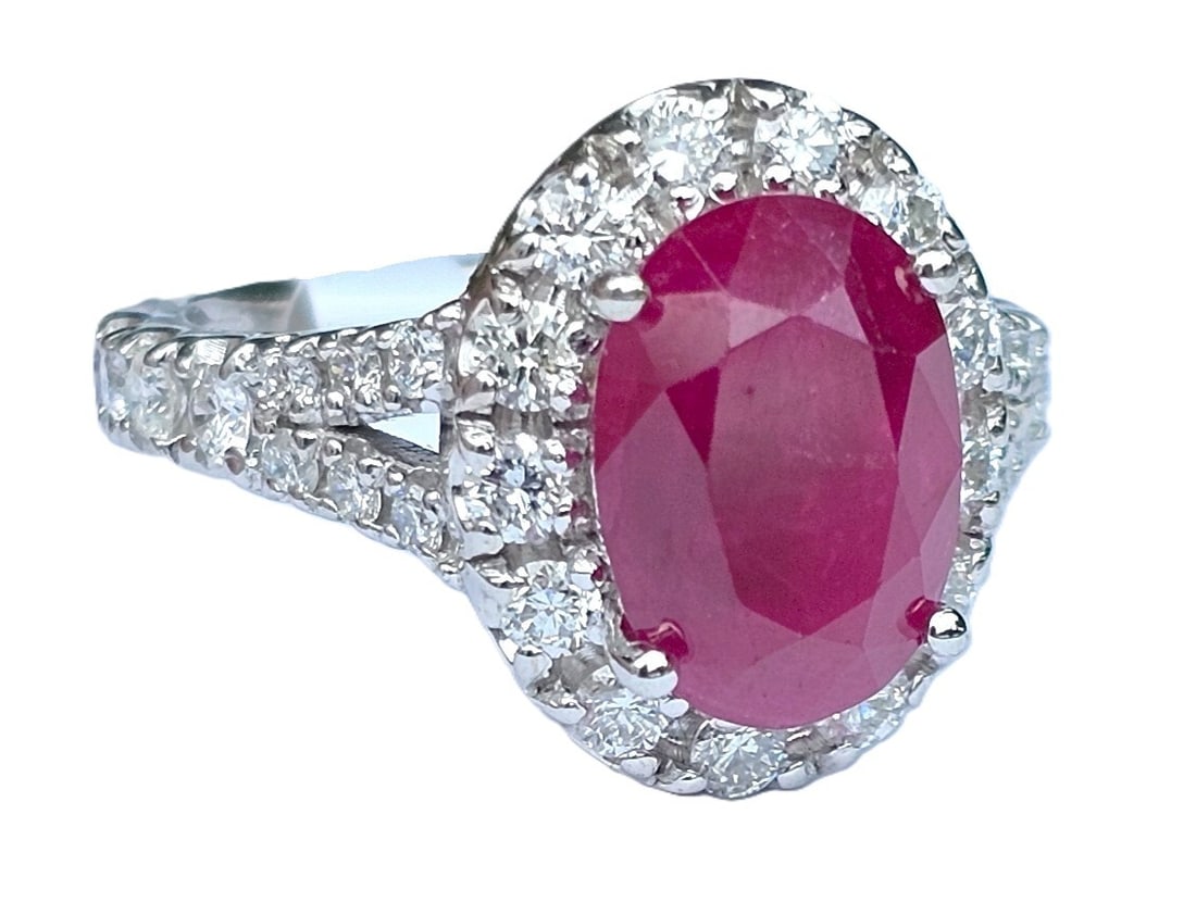 Beautiful Intense GIA Certified Natural 3.64 ct Ruby Diamond 14k White Gold Ring w Appraisal: CNX 0501 1802 Described By: Adams ND Title: Beautiful Intense GIA Certified Natural 3.64 ct Ruby Diamond 14k White Gold Ring w Appraisal Description: Beautiful Intense GIA Certified Natural 3.64 ct Ru