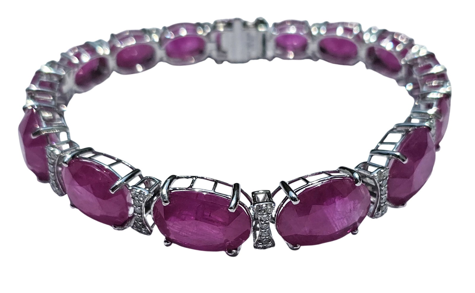 Natural Ruby Diamond Bracelet GIA Certified 64.57 ct Aaron Gofflieb Platinum (1 of 10)
