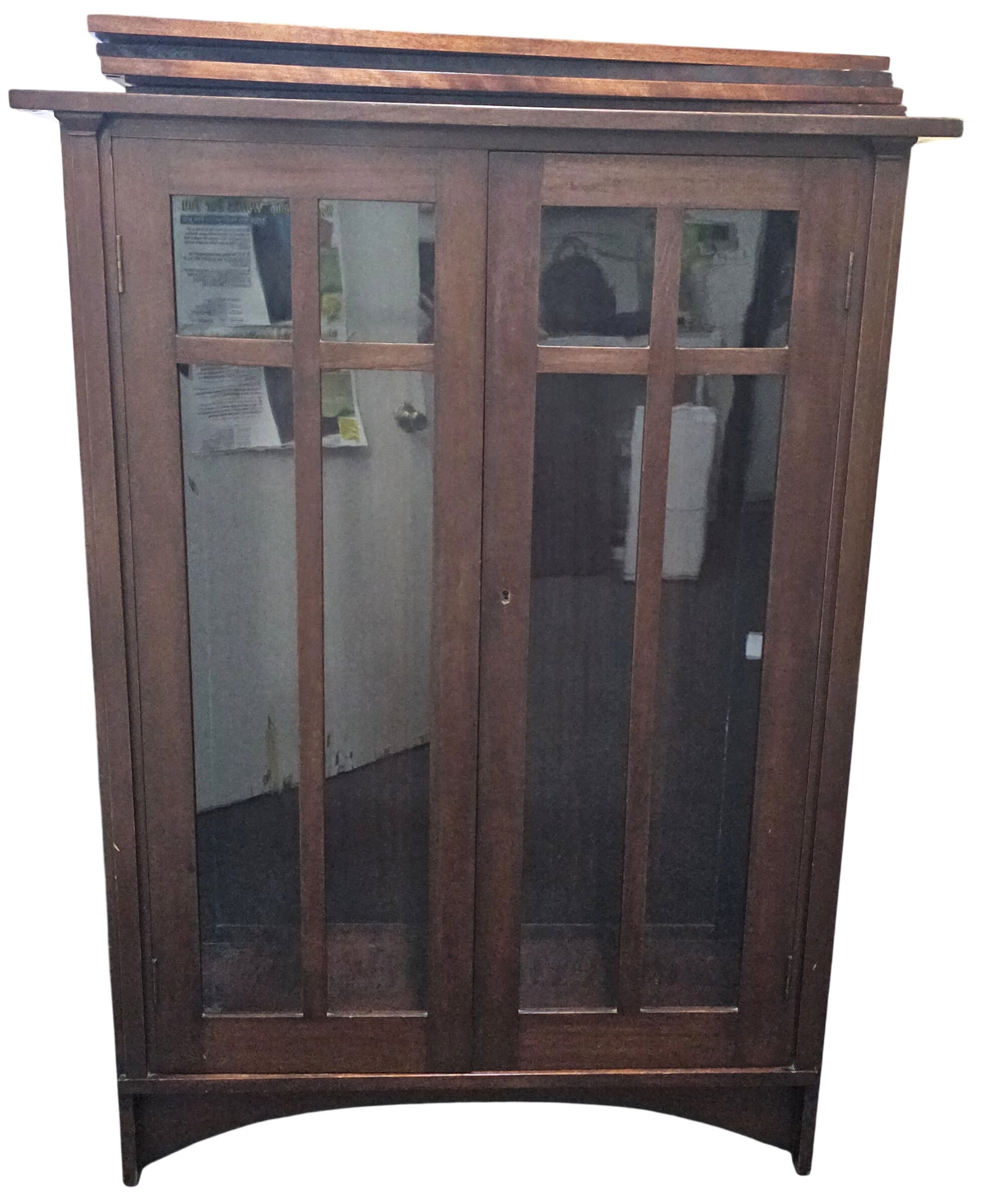 Gustav Stickley Harvey Ellis 2 Door Mahogany Bookcase Signed Red Decal 38.25 In (1 of 20)