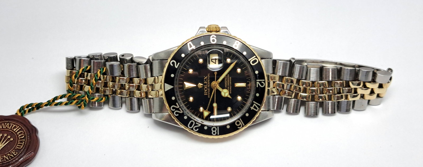 Rolex Gold Steel GMT Master 1675 Running Mens Wrist Watch Box Papers Tags - 9