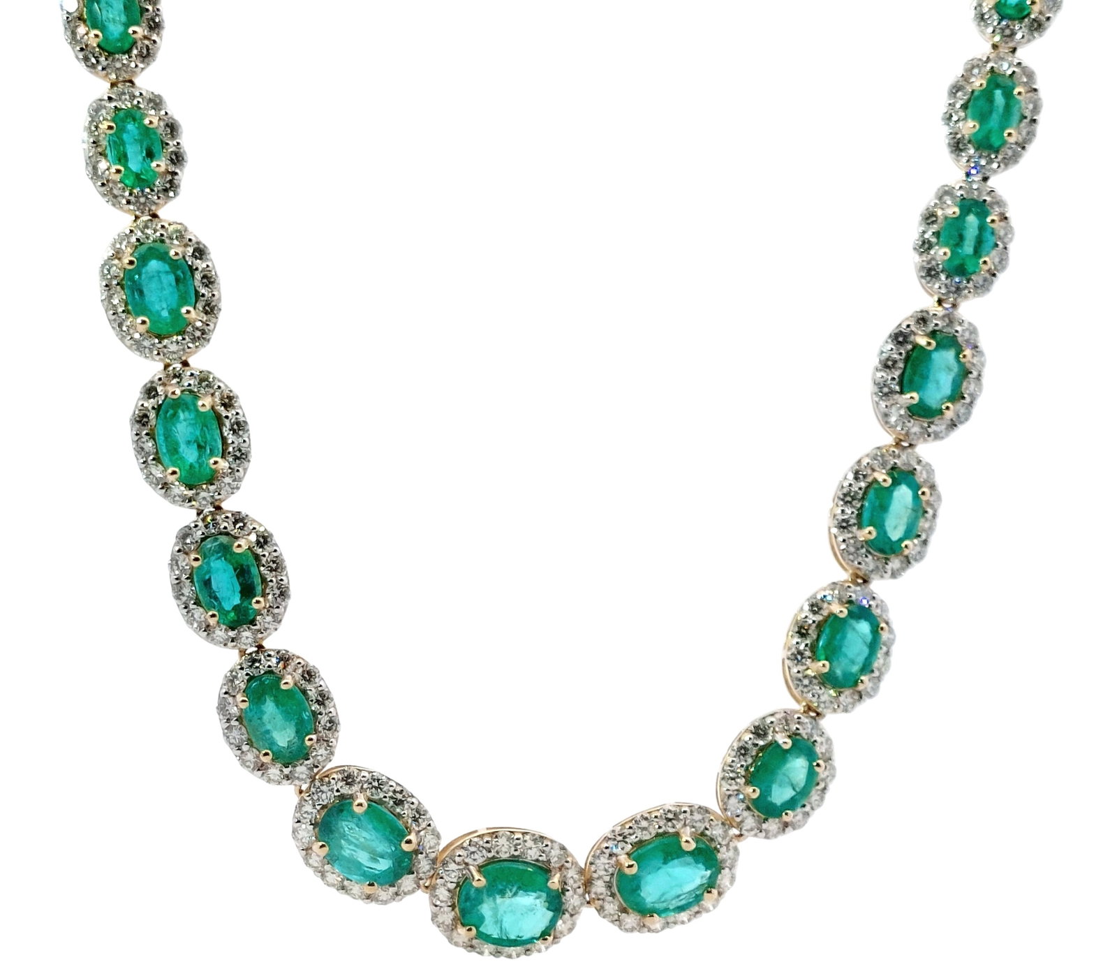 Quality 19.92ctw Natural Emerald 14.21ctw Diamond 14k Gold Designer Katy Hollday Necklace w/ (1 of 10)
